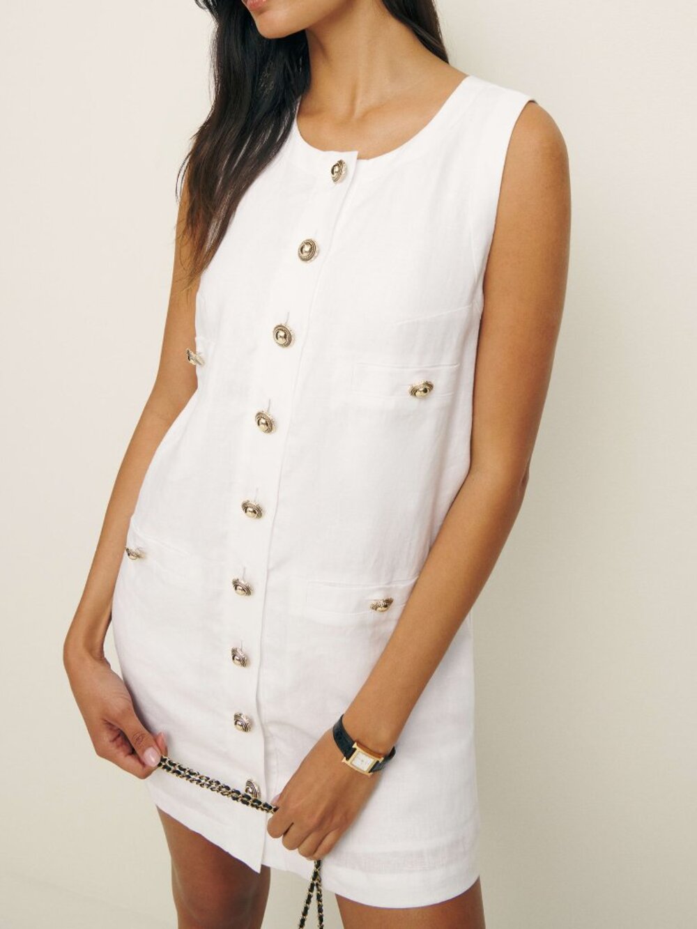 Reformation Tropez Linen Mini Dress White 4